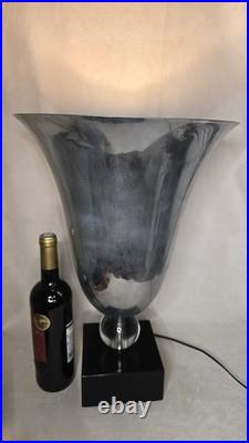 Grande Vasque Vase Lumineuse Lampe En Metal Chrome Boule Verre Art Deco Adnet