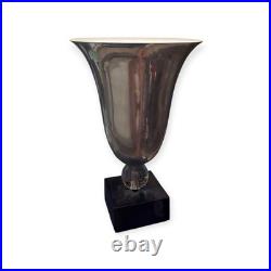 Grande Vasque Vase Lumineuse Lampe En Metal Chrome Boule Verre Art Deco Adnet