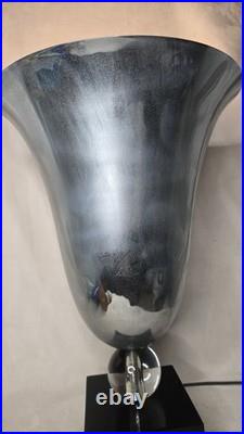 Grande Vasque Vase Lumineuse Lampe En Metal Chrome Boule Verre Art Deco Adnet