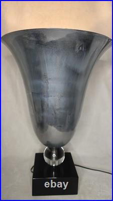Grande Vasque Vase Lumineuse Lampe En Metal Chrome Boule Verre Art Deco Adnet