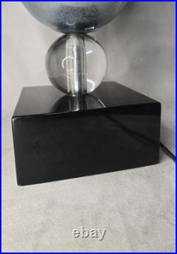 Grande Vasque Vase Lumineuse Lampe En Metal Chrome Boule Verre Art Deco Adnet