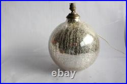 Grande lampe Art déco boule de verre mercurisé craquelé (46303)