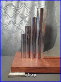Grande lampe art deco 1930 plaque en verre femme a la coupe garçonne
