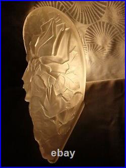 Gros abat jour en verre art deco 1930 pour lustre lampe plaque applique murale
