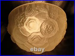 Grosse paire appliques lampe murale en verre art deco 1930 sculpture florale