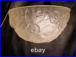 Grosse paire appliques lampe murale en verre art deco 1930 sculpture florale