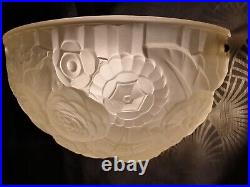 Grosse paire appliques lampe murale en verre art deco 1930 sculpture florale