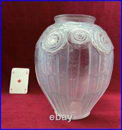 HUNEBELLE VASE ROSE BLEU OPALESCENT ART DECO PARIS FRANCE 1930 30's