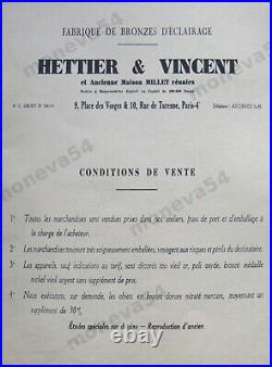 Hettier & Vincent Lampe Art Déco Cataloguée Bronze Nickelé Et Tulipe Muller Fr