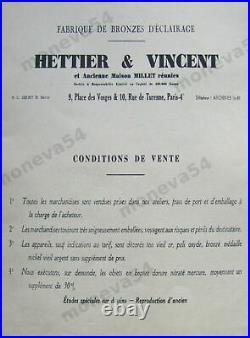 Hettier & Vincent Lampe Art Déco En Bronze Nickelé & Tulipe Verre Pressé Signée