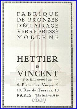 Hettier & Vincent Muller Frères Lustre Art Déco En Bronze Et Tulipes Gravées