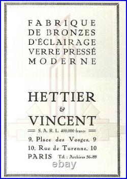 Hettier & Vincent Paire Dappliques Art Déco Et Verre Pressé Et Bronze Nickelé