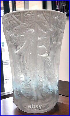 Josef Inwald Grand Vase verre givré barolac Czech art deco foret