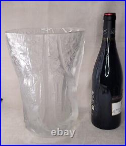 Josef Inwald Grand Vase verre givré barolac Czech art deco foret