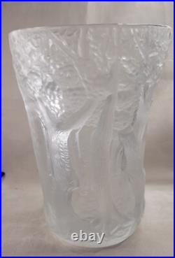 Josef Inwald Grand Vase verre givré barolac Czech art deco foret