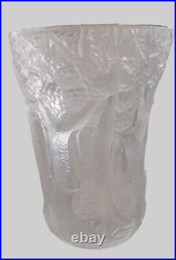 Josef Inwald Grand Vase verre givré barolac Czech art deco foret