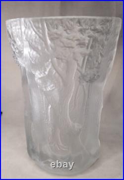 Josef Inwald Grand Vase verre givré barolac Czech art deco foret