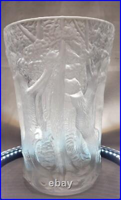 Josef Inwald Grand Vase verre givré barolac Czech art deco foret