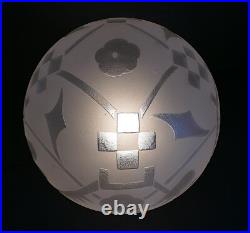 LAMPE ART DÉCO Globe verre gravé à l'acide oiseaux fleurs Deveau Era Muller