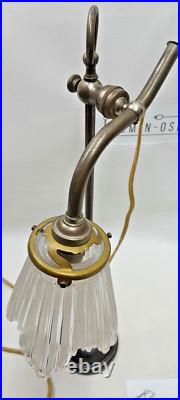 LAMPE ART DÉCO MONTE ET BAISSE COL DE CYGNE TULIPE VERRE PRESSÉ MOULÉ dlg SABINO