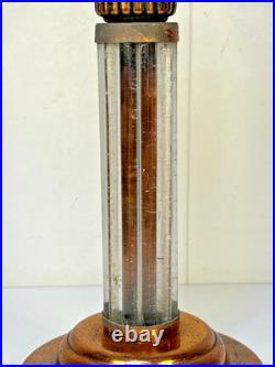 LAMPE ART DÉCO MONTURE TÔLE CUIVRÉ ET TUBES EN VERRE TULIPE STYLE DEGUÉ XXème