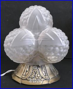 LAMPE ART DÉCO globe Des Hanots verre pressé L'étoile 1930 Era Sabino Muller LAMPE ART DÉCO globe Des Hanots verre pressé L'étoile 1930 Era Sabino Muller