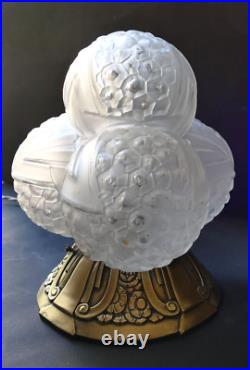 LAMPE ART DÉCO globe Des Hanots verre pressé L'étoile 1930 Era Sabino Muller LAMPE ART DÉCO globe Des Hanots verre pressé L'étoile 1930 Era Sabino Muller