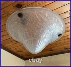 LORRAIN NANCY FRANCE Vasque verre moulé pressé décor floral Art Déco 1930 Daum