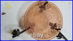 LUSTRE ART DECO Vasque Pate de Verre Rose et Ferronnerie
