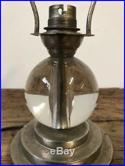 Lampe Adnet Verre Chrome Art Deco Design Vintage Ancien Lamp Glass