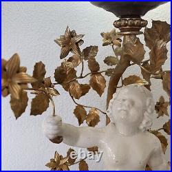 Lampe Angelot Création Blanc Céramique Et Doré Globe Art Déco Verre Pressé Moulé