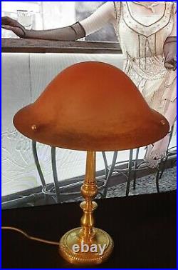Lampe Art Déco Art Nouveau Verre Moulé Signée Vianne (Bronze ou Laiton)