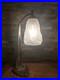 Lampe Art Deco Bronze Argenté + Pate Verre Pressé Degue. Lamp French