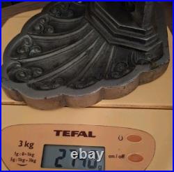 Lampe Art Deco Bronze Argenté + Pate Verre Pressé Degue. Lamp French