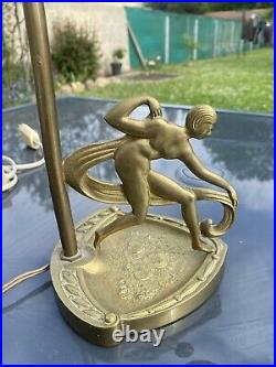 Lampe Art Deco Bronze Pate De Verre No Schneider