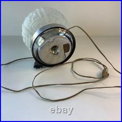 Lampe Art Deco Globe Fleur Stylisées Verre Attribué Vianne 1930