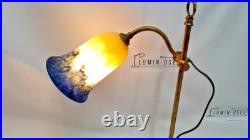Lampe Art Déco Monte Et Baisse Col De Cygne Et Pte De Verre Circa 1930