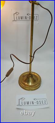 Lampe Art Déco Monte Et Baisse Col De Cygne Et Pte De Verre Circa 1930