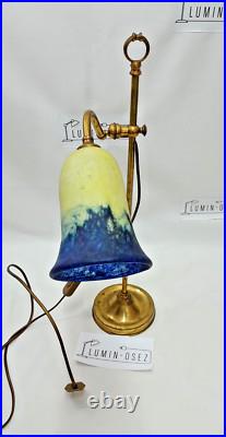 Lampe Art Déco Monte Et Baisse Col De Cygne Et Pte De Verre Circa 1930