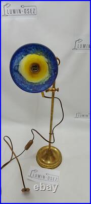 Lampe Art Déco Monte Et Baisse Col De Cygne Et Pte De Verre Circa 1930