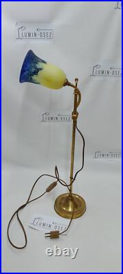 Lampe Art Déco Monte Et Baisse Col De Cygne Et Pte De Verre Circa 1930
