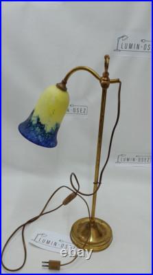 Lampe Art Déco Monte Et Baisse Col De Cygne Et Pte De Verre Circa 1930