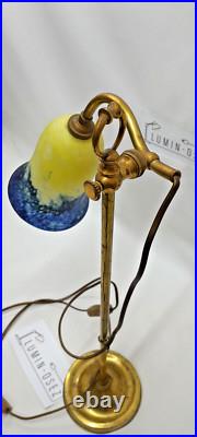 Lampe Art Déco Monte Et Baisse Col De Cygne Et Pte De Verre Circa 1930