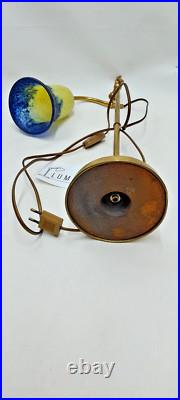 Lampe Art Déco Monte Et Baisse Col De Cygne Et Pte De Verre Circa 1930