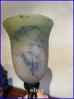 Lampe Art Déco Noverdy Globe signé Verre marmoréen / fer forgé