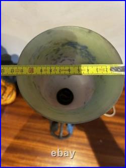 Lampe Art Déco Noverdy Globe signé Verre marmoréen / fer forgé