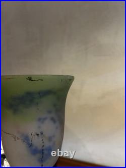 Lampe Art Déco Noverdy Globe signé Verre marmoréen / fer forgé