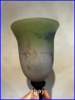 Lampe Art Déco Noverdy Globe signé Verre marmoréen / fer forgé