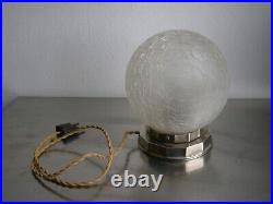 Lampe Boule Art Déco Verre crispé Chrome Luminaire 1930 Moderniste Ancien