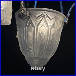 Lampe Decken Art Déco Maynadier Verre Nickel Argent Original 1930 Lampe Decken Art Déco Maynadier Verre Nickel Argent Original 1930